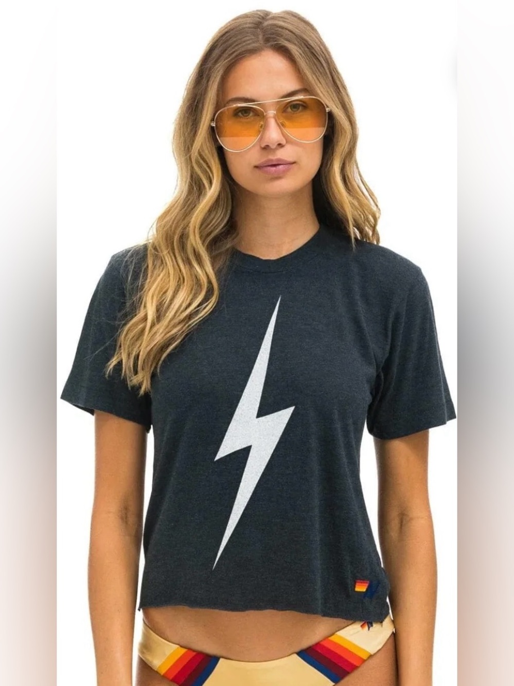 AVIATOR NATION // BOLT BOYFRIEND TEE - CHARCOAL